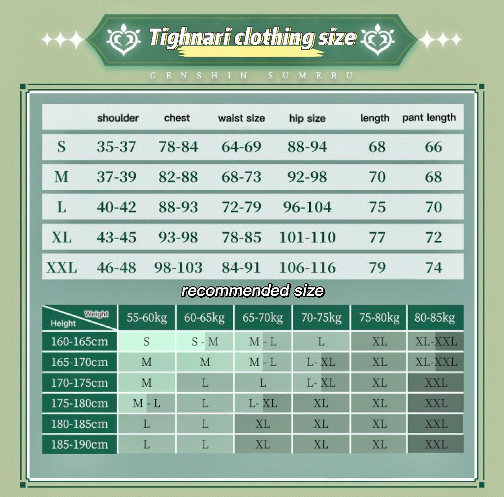 Tighnari's Cosplay Costume Set(clothing+ears+wig+tail)