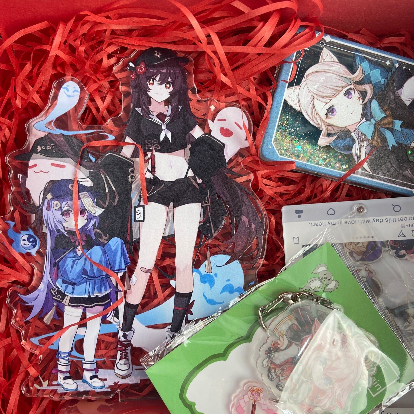 Genshin impact Christmas Wish Box(Signage,Keychain,Quicksand,shaker)