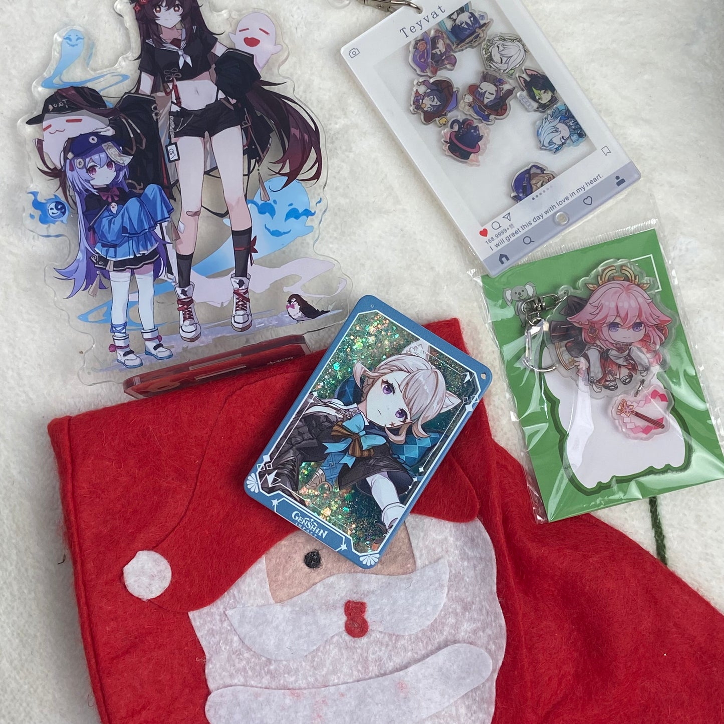 Genshin impact Christmas Wish Box(Signage,Keychain,Quicksand,shaker)